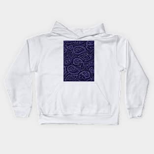 Pretty Bohemian Art Paisley Floral Pattern Shades of Blue on Navy Blue Kids Hoodie